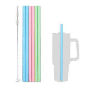 silicone straw replacement 40 oz for stanley adventure travel tumbler, 6 pack reusable straws silicone straws with cleaning brush compatible with stanley 40oz stanley cup stanley water jug