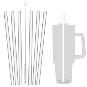 straw replacement 40 oz for stanley adventure travel tumbler, 6 pack reusable straws plastic straws with cleaning brush compatible with stanley 40oz stanley cup