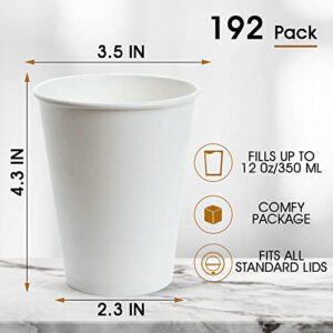 PANSUN Selected [192 Count] Coffee Cups, 12 oz Disposable Coffee Cups, Hot/Cold Beverage Drinking Cup for Party, Picnic, Travel, and Events -Thickened Paper Cups Leakage Prevention