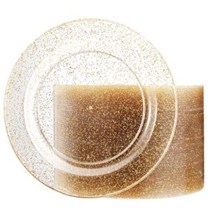 liacere 100pieces gold plastic plates-disposable gold glitter appetizer plates-7.5inch premium plastic salad/dessert plates for wedding &parties