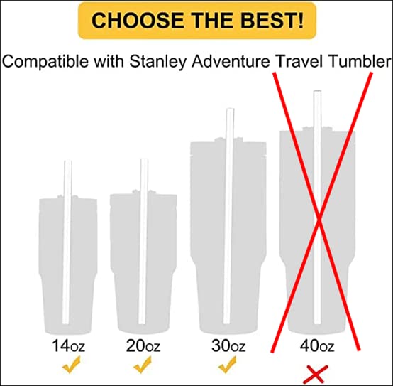 Replacement Straws for Stanley Adventure Tumbler, 6 Pack Reusable Straws Plastic Straws with Cleaning Brush Compatible with Stanley 20&30 oz Stanley Cup Stanley Water Jug