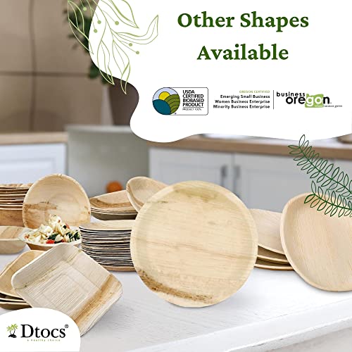 Dtocs Palm Leaf Plates 10 Inch Square 50 Pack Dinner Plate | Disposable Bamboo Plate Like Compostable Plates, Charcuterie Board, Cheese Platter | Wedding Plate Set Better Than Paper Plates