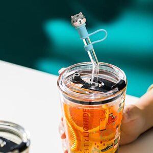 Silicone Straw Plug, Cute Animals Straw Covers Cap Reusable Drinking Straw Tips Cover For 6-8mm Straws Airtight SealSplash Proof Straw Protector Caps