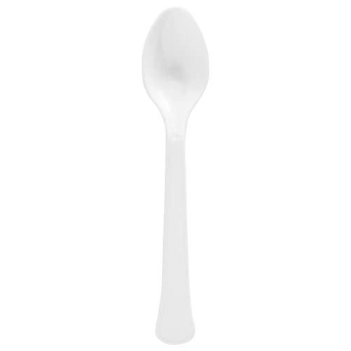 Amscan Frosty White Heavy Weight Plastic Spoons-Pack of 50, Party Supply
