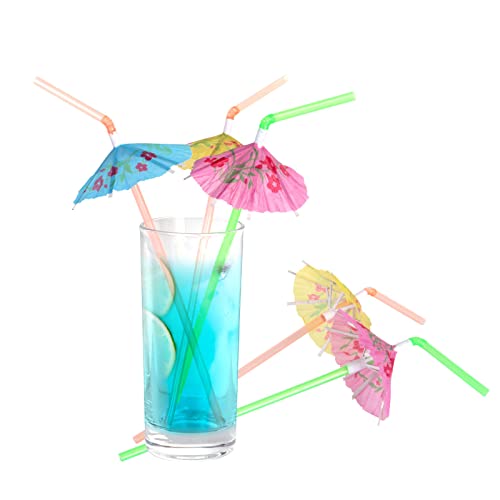 100PCs Creative Disposable Straws - Disposable Milk Tea Drink Plastic Straws, Bendable-Plastic Color Straws For Hawaii Beaches Party