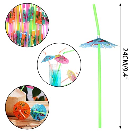 100PCs Creative Disposable Straws - Disposable Milk Tea Drink Plastic Straws, Bendable-Plastic Color Straws For Hawaii Beaches Party