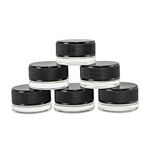 NC 10Pcs 3ml Glass Pot Jars Round Clear Leak Proof Glass Cosmetic Container Jars with Black Lids for Sugar Scrub, Cream, Bath Salt, Slime(0.1oz)