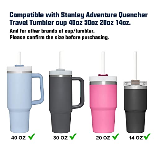 10 Pack Straw Replacement for Stanley Adventure Quencher Travel Tumbler Cup, Reusable Straws with Cleaning Brush Compatible with Stanley 40oz 30oz 20oz 14oz tumbler Cup Water Jug