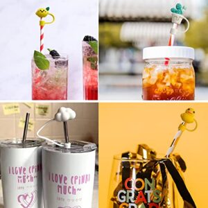 16pcs Straw Covers, Silicone Straw Covers Caps, Cute Straw Covers for Reusable Straws, Straw Tips Cover Drinking Straws and Party Birthday Party Gifts