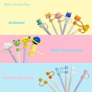 16pcs Straw Covers, Silicone Straw Covers Caps, Cute Straw Covers for Reusable Straws, Straw Tips Cover Drinking Straws and Party Birthday Party Gifts