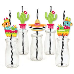 big dot of happiness pinata party – paper straw decor – colorful fiesta striped decorative straws – set of 24