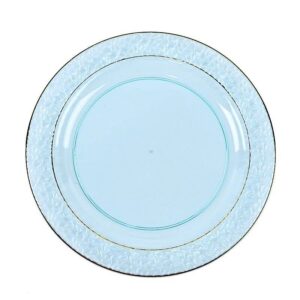 20 pcs of blue 7.5″ round salad plates gold trim party wedding supplies