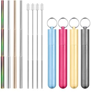 buleila telescopic straw (blue case colorful straw,pink case silver straw,gold case rose gold straw,grey case silver sreaw, 4)