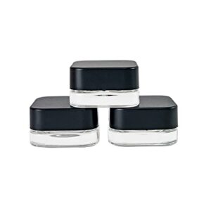 10ml glass pot jars square clear leak proof glass cosmetic container jars with black lids for sugar scrub, cream, bath salt, slime-(0.34oz/10pack)