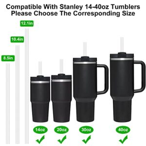 Replacement Straws for Stanley Tumbler Cups 20-40 oz, 6-Pack Reusable Thickened Plastic Clear Straws with Brush,Fit for Most Tumblers (10.4"(30oz))