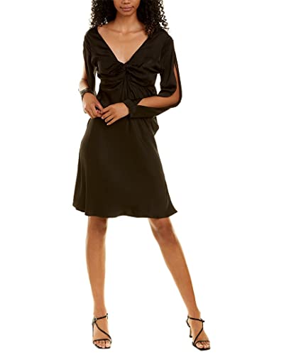 CHASER Womens Twist Front Split A-Line Dress, Xs, Black