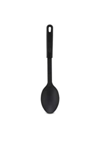 ame d’essence  solid cooking spoon 11 1/2 inch black nylon 410ºf heat resistant serving spoon with ergonomic handle kitchen gadgets for cooking