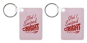 thiswear boyfriend gifts from girlfriend glad i swiped right 2-pack aluminum rectangle keychain