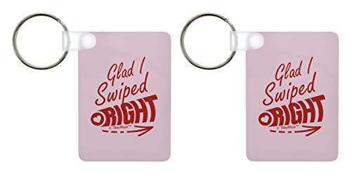 ThisWear Boyfriend Gifts from Girlfriend Glad I Swiped Right 2-Pack Aluminum Rectangle Keychain