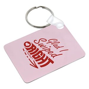 ThisWear Boyfriend Gifts from Girlfriend Glad I Swiped Right 2-Pack Aluminum Rectangle Keychain