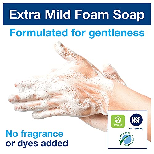 Tork Extra Mild Foam Soap S4, No Fragrance Added, 6 x 1L, 401211 & Matic Soft Hand Towel Roll, White, Advanced, H1, Long-Lasting, High Absorbency, High Capacity, 1-Ply, 6 Rolls x 900 ft, 290095