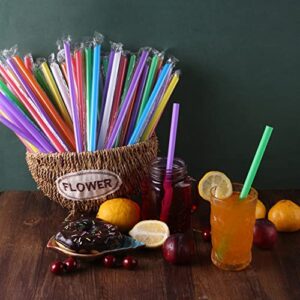 [Individually Wrapped] ANGLED TIPS 100 Pcs Disposable Jumbo Smoothie Straws & Boba Straws, Wide Multi Colors Milkshakes Plastic Drinking Straws, BPA FREE (9.45" Long and 0.43" Diameter)