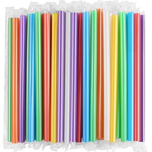 [individually wrapped] 100 pcs disposable jumbo smoothie straws, wide-mouthed multi colors milkshakes plastic drinking straws, (9.45″ long and 0.43″ diameter) bpa free