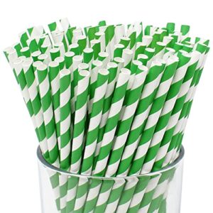 just artifacts premium disposable drinking striped paper straws (100pcs, green)