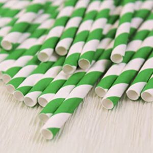 Just Artifacts Premium Disposable Drinking Striped Paper Straws (100pcs, Green)