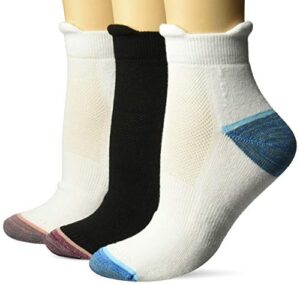 dr. scholl’s women’s walking fitness double tab ankle socks 3 pair, white/black, shoe size: 4-10