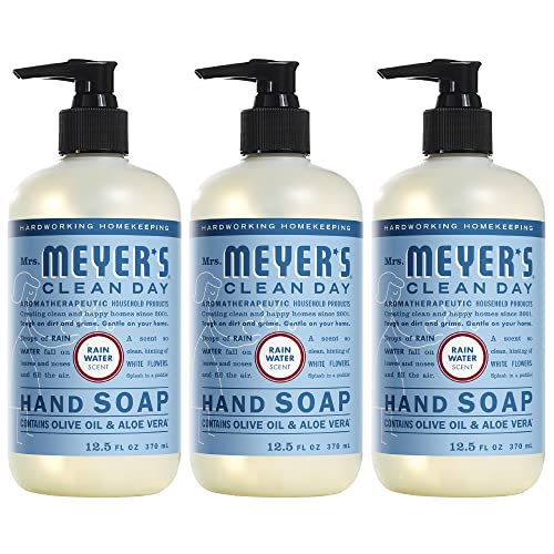 Mrs. Meyer's Hand Soap, Made with Essential Oils, Biodegradable Formula, Rain Water, 12.5 fl. oz - Pack of 3