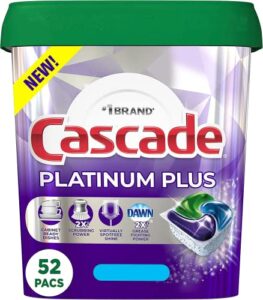 cascade platinum plus dishwasher pod, dishwasher detergent, dishwasher pods, dish detergent actionpacs dish pods, fresh, 52 count dishwashing pods