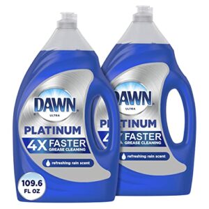 dawn platinum dish soap liquid, dishwashing liquid, dish detergent liquid, dish liquid, refreshing rain scent, 54.9 fl oz (pack of 2), dish soap bulk