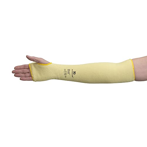 KLEENGUARD G60 Level 2 Cut Resistant Sleeve (90070), Yellow, with Thumbhole, One Size, Ambidextrous, 18” Long, 60 Sleeves/Case