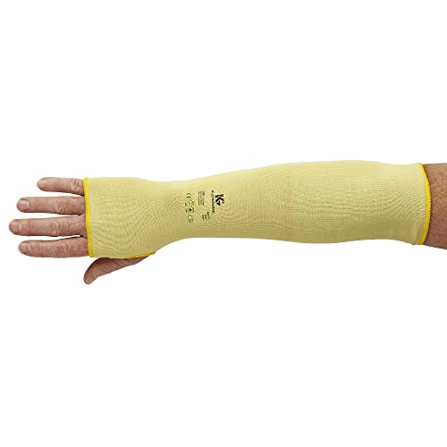 KLEENGUARD G60 Level 2 Cut Resistant Sleeve (90070), Yellow, with Thumbhole, One Size, Ambidextrous, 18” Long, 60 Sleeves/Case