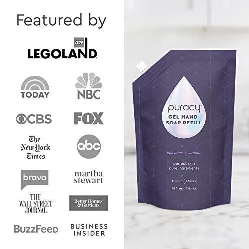 Puracy Organic Hand Soap, For the Professional Hand Washers We’ve All Become, Moisturizing Natural Gel Hand Wash Soap, Liquid Hand Soap Refills for Soft Skin (Refill Lavender & Vanilla, 48 Ounce)