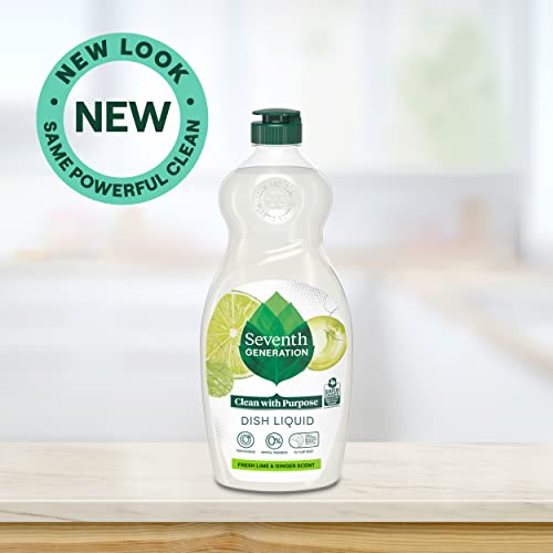 Seventh Generation Liquid Dish Soap, Fresh Lime & Ginger, Tough on Grease, 19 Fl Oz