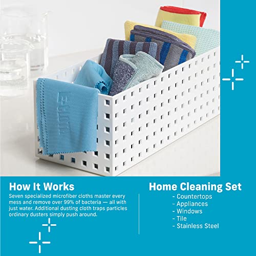 E-Cloth 8pc Home Cleaning Set, Contains Multiple Microfiber Cleaning Cloths & Deep Clean Mop, Microfiber Mop, Perfect Floor Cleaner for Hardwood, Laminate, Tile and Stone Flooring, 100 Wash Promise