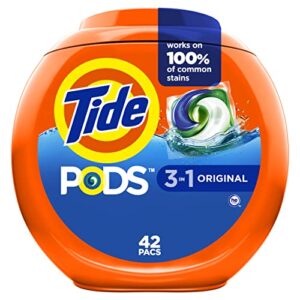 Cascade Platinum Boost Dishwasher Pods, Actionpacs Dishwasher Detergent, Lemon, 37 Count & Tide Pods Laundry Detergent Soap Pods, Original Scent, 42 Count