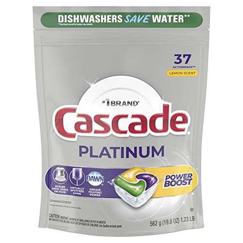 Cascade Platinum Boost Dishwasher Pods, Actionpacs Dishwasher Detergent, Lemon, 37 Count & Tide Pods Laundry Detergent Soap Pods, Original Scent, 42 Count