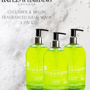 Baylis & Harding Hand Wash, Cucumber & Melon Scent, Luxury Hand Wash, Cruelty Free, Paraben Free, Vegan, Made in the UK, 3 Pack