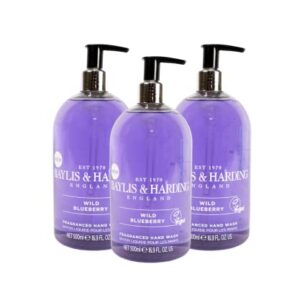 Baylis & Harding Hand Wash, Wild Blueberry Scent, Luxury Hand Wash, Cruelty Free, Paraben Free, Vegan, Made in the UK, 3 Pack