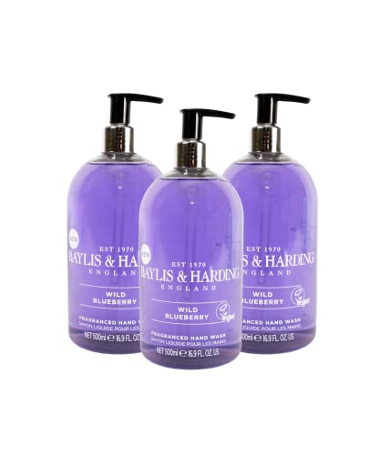 Baylis & Harding Hand Wash, Wild Blueberry Scent, Luxury Hand Wash, Cruelty Free, Paraben Free, Vegan, Made in the UK, 3 Pack