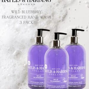 Baylis & Harding Hand Wash, Wild Blueberry Scent, Luxury Hand Wash, Cruelty Free, Paraben Free, Vegan, Made in the UK, 3 Pack