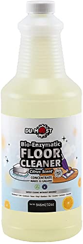 DU-MOST Enzymatic Floor Cleaner Concentrate (1 Oz Makes 1 Gal), No, Streak, No Rinsing, Kids & Pets Safe, Hard Surface Floors, Citrus Scent, 32 Fl Oz