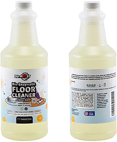 DU-MOST Enzymatic Floor Cleaner Concentrate (1 Oz Makes 1 Gal), No, Streak, No Rinsing, Kids & Pets Safe, Hard Surface Floors, Citrus Scent, 32 Fl Oz