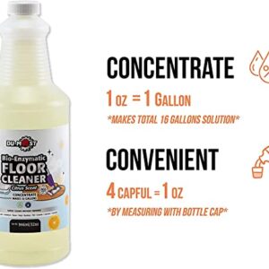 DU-MOST Enzymatic Floor Cleaner Concentrate (1 Oz Makes 1 Gal), No, Streak, No Rinsing, Kids & Pets Safe, Hard Surface Floors, Citrus Scent, 32 Fl Oz