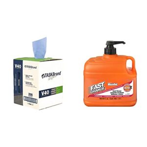 taskbrand n-v040cgb hospeco v40 value series, blue (pack of 200) & fast orange 25217 pumice lotion, heavy duty hand cleaner, natural citrus scent, (64oz)