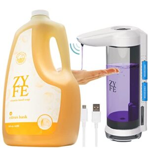 zyfe vitamin hand soap refill & rechargeable automatic soap dispenser | liquid hand soap | natural plant derived moisturizing handsoap