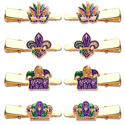 CEALXHENY Mardi Gras Hair Clips for Women (8PCS SET 1)